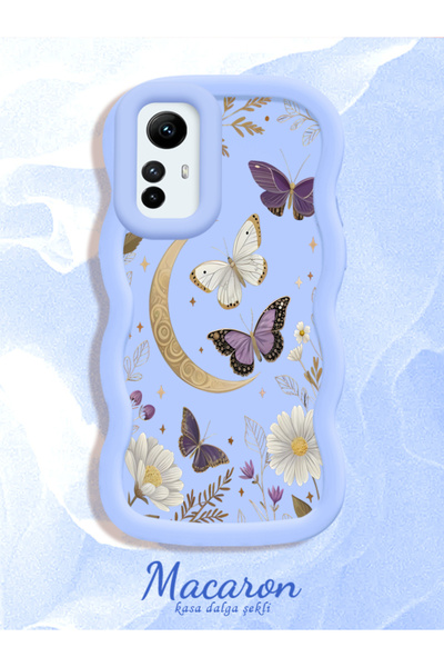 CHICASELUX Redmi Note 12S Compatible Wavy Frame Moon Butterfly and Flower Pat...