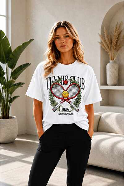 VODEXA Unisex Oversize Tennis Printed T-Shirt 100% Cotton Tennis Themed Comfo...