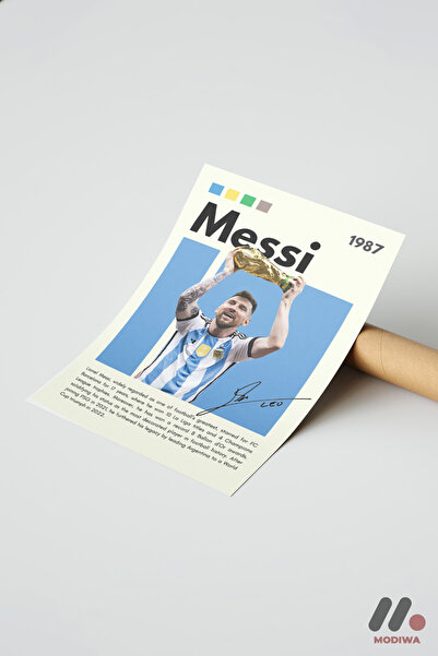 Modiwa Design Messi Futbol Posteri, Çerçevesiz Yüksek Kalite Duvar Afişi - Sp...