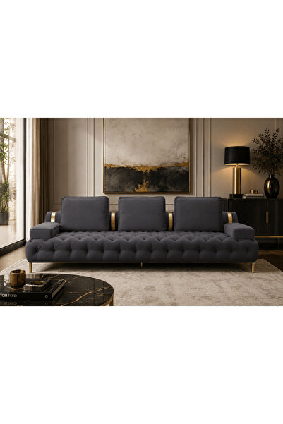 Roots Furniture أريكة تافتينج رمادية داكنة بأربعة مقاعد