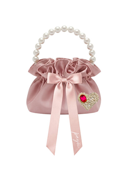 pegu baby collection Powder Pink Cotton Satin Bag, with Crystal Glass Stone D...