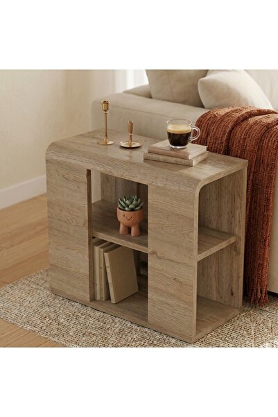 Mourah Home Modern Colia Side Table - 25x50x58 CM - Natural Oak - M.T.29776.2-4