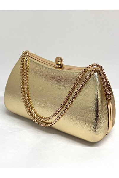 NAZART Women's Skin Gold Evening Dress Clutch Chain Strap Hand and Shoulder W...