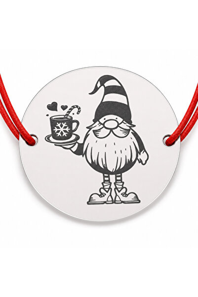 Simoshop Brățară argint 925 cu bănuț gnom cu cană festivă, șnur reglabil — ca...