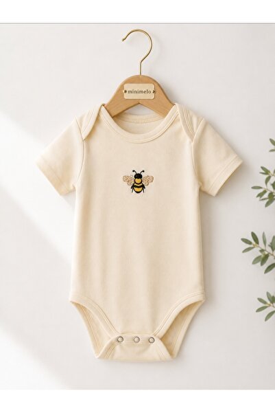 MİNİMELO BABY Nakışlı Bebek Zıbını %100 Pamuk Çıtçıtlı Body