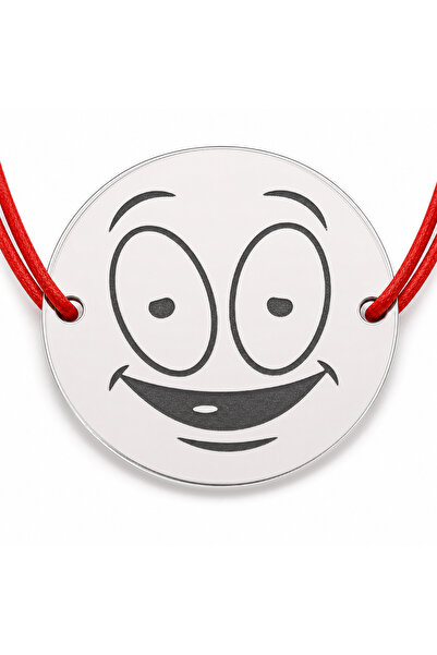 Simoshop Brățară argint 925 cu bănuț emoji, șnur reglabil — cadou simbolic