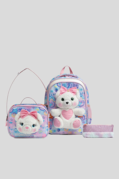 WANDER BAG حقيبة ظهر مدرسية من القطيفة على شكل دب للفتيات في المدرسة الابتدائ...