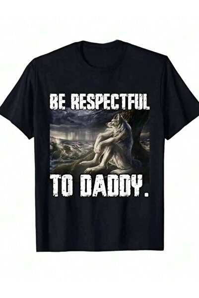 k222 تي شيرت نسائي بطبعة "Be Respectful To Daddy Alpha Were Funny Wolf Meme" ...
