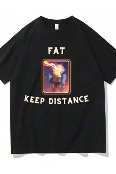 29CUN Fat Keep Distance Meme T Shirt Men Women Oversized Pure Cotton Tshirt J...