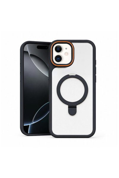 Zebana Apple iPhone 11 Compatible Case with Magring Stand Silicone Case Black