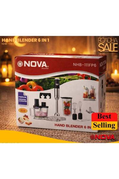 Nova 800W Hand Blender 6 In 1 Powerful Stainless Steel Immersion Blender NHB-...