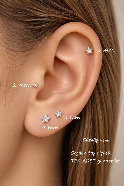 moonzy - minimalist & cozy 316L Çelik Yıldız Taşlı Labret Piercing 6 mm – Zir...
