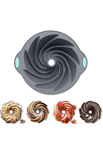 STARSTAR Large Spiral Ring Cake Pan, Hollow Tube Silicone Baking Pan, Grooved...