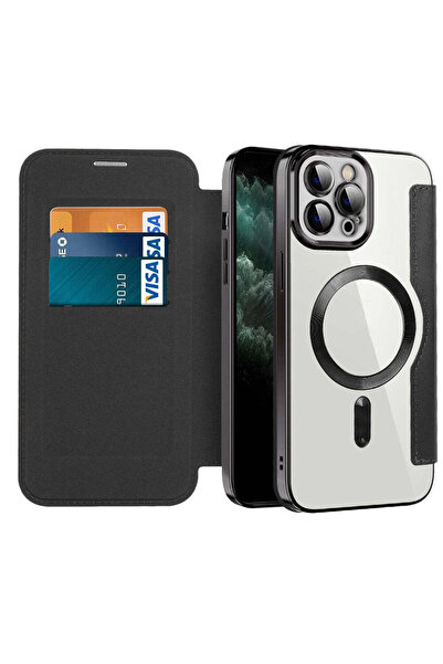 Techsuit Husă pentru iPhone 11 Pro Max, SmartMag Book Case, albastru - negru