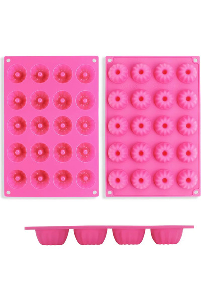STARSTAR Two silicone bundt cake molds, non-stick, 29.8 x 19.9 x 2.2 cm, pink.