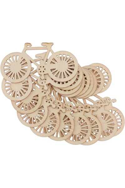 Morvena Picks 50 de ornamente din lemn în formă de bicicletă, discuri din lem...