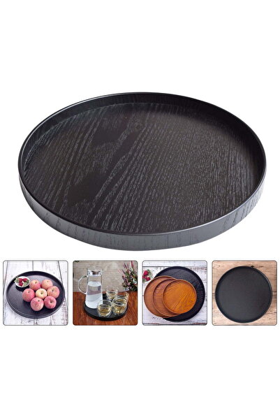 STARSTAR Two black round wooden storage trays, suitable for food storage and ...