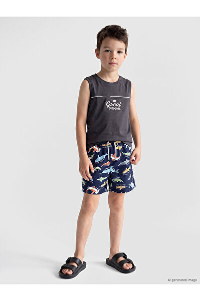 LC Waikiki Trendlucky Boys' Printed Swim Shorts with Difference in Color