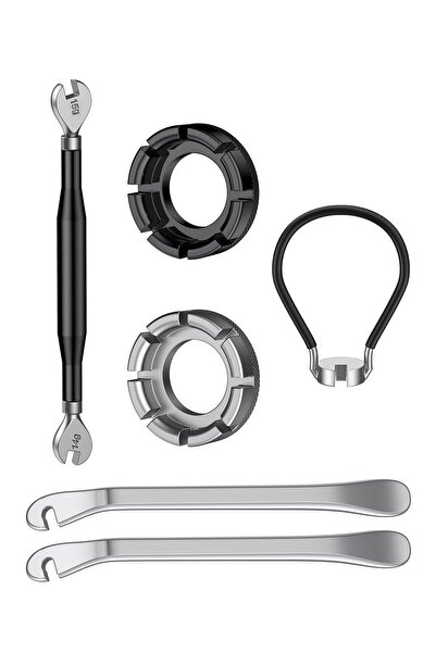 STARSTAR Six-piece bicycle spoke wrench tool kit, including 2 tire removal kits
