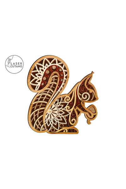 Gabcom Tablou Multilayer din Lemn – Squirrel – Dimensiune 30 x 27 cm, Decor 3...