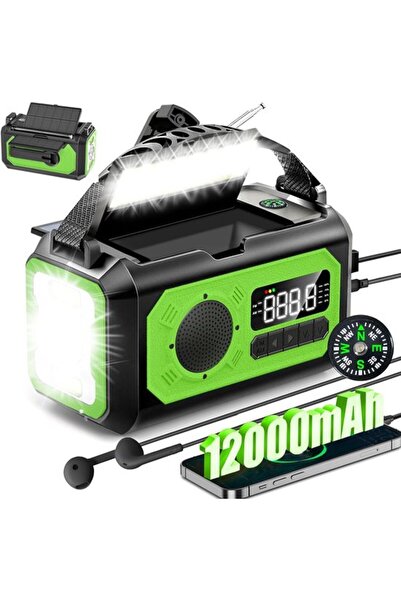 STARSTAR Emergency solar radio, 12000mAh 2 solar panels manual crank AM/FM ph...