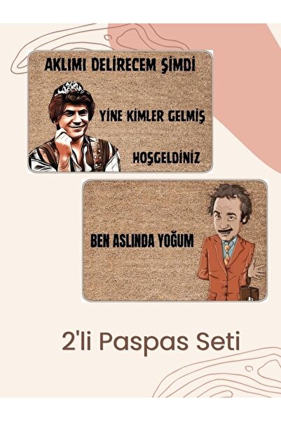 Viva Home Bej Komik Aklımı Delirecem Şimdi Kapı Önü Paspası KP40-KP41 İkili P...