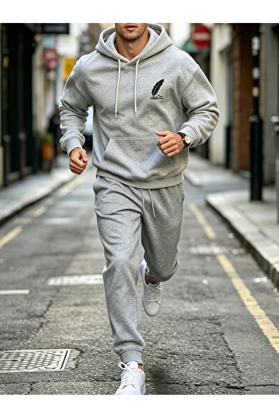 WOODROFFE Men's Printed Oversize Hooded Tracksuit Set Loose Fit