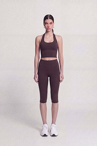 HOLLY LOLLY High Waist Kayla Capri Leggings Coffee