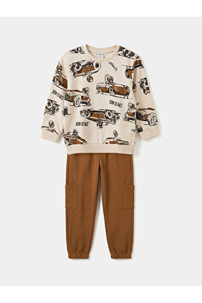 LC Waikiki Tracksuit Set for Boys with Crew Neck and Print