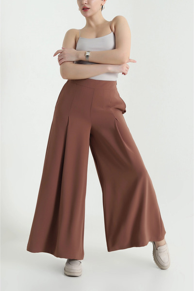 VıoShıne Women's Wide Leg Crepe Tencel Pants with Zipper Pockets
