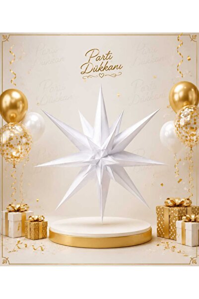 Parti Dükkanı White 3D Decorative Star Ornament 27 Inch 70 cm Hangable Party ...