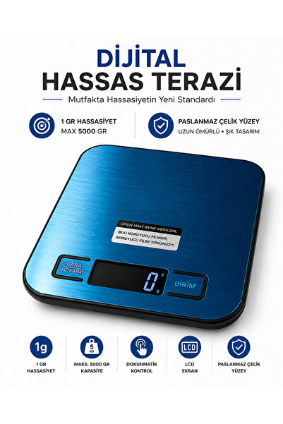 kolyosmarket Dijital Hassas Mutfak Terazisi 5 Kg Kapasiteli 1 Gr Hassasiyetli...