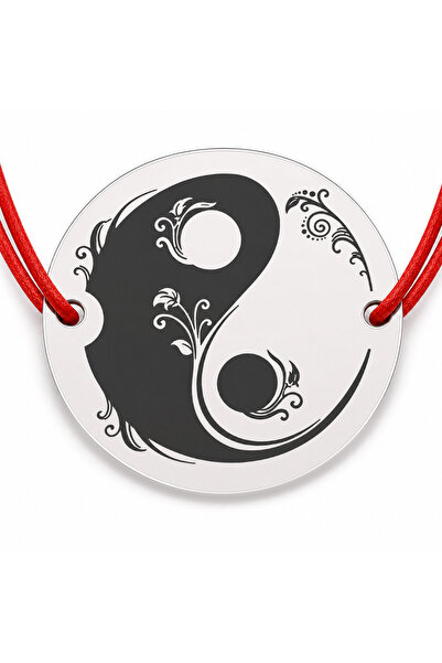 Simoshop Brățară argint 925 cu bănuț simbol Yin și Yang cu ornamente florale,...