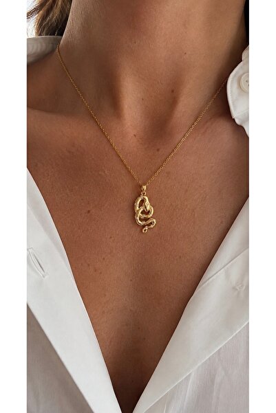 Lavian Accessories Çelik Yılan Zirkon Taşlı Kolye