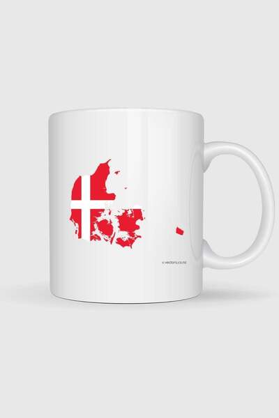 Bahriyeli Collection Denmark Flag and Map Printed Mug