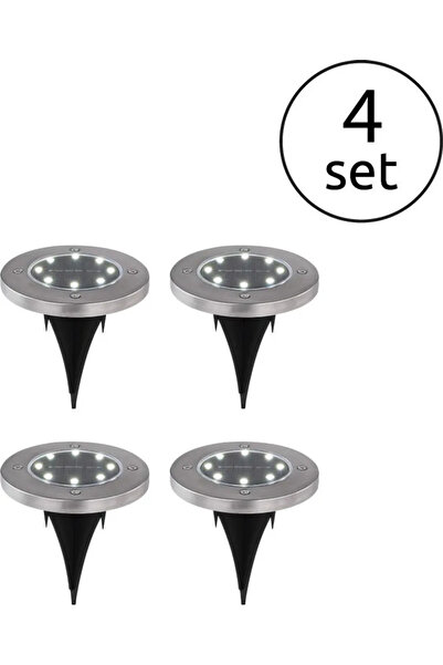 STARSTAR Four solar-powered lights, made of stainless steel, with eight LED b...