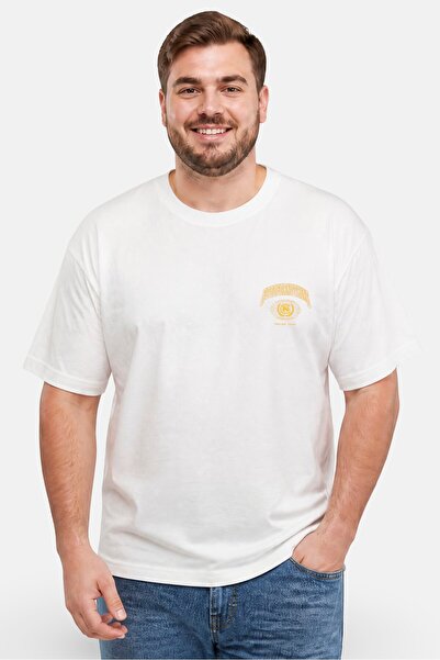 Good For Nothing Men Crew Neck Short Sleeve Brand Logo T-Shirt, Off White