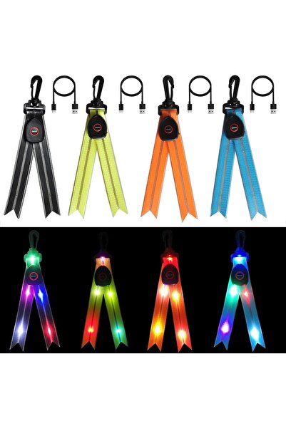 Morvena Picks Bandă luminoasă pentru rucsac cu 4 LED-uri intermitente - Reînc...