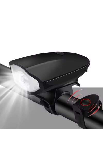 STARSTAR Black bicycle light with USB LED, waterproof, and includes a horn; m...