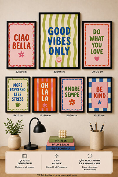 UNT 7-Piece Frame-Looking Modern Painting Set |   Retro & Pop Art |   Motivat...