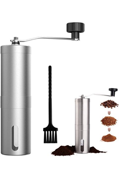 STARSTAR Silver 14x4.8x18.6 cm Portable Stainless Steel Manual Coffee Grinder