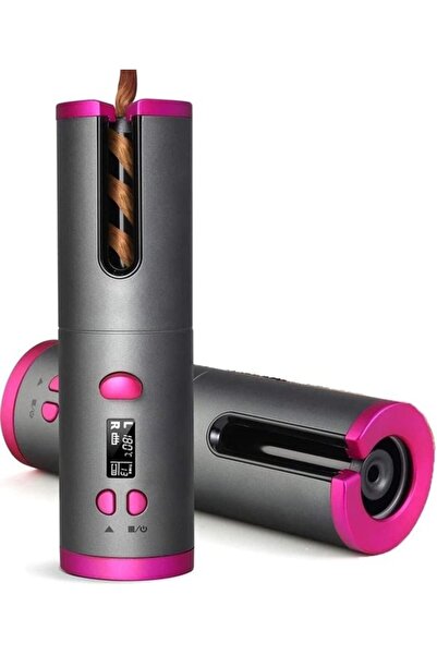 STARSTAR Automatic Cordless Rechargeable Curling Iron (pink, 19cm), anti-scal...