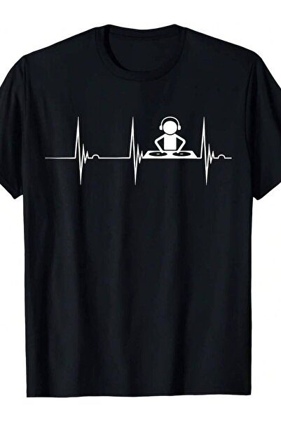 LİNA06 Men' Retro Muic Producer-Shirt, Featuring An ECG Heartbeat Pattern DJ ...