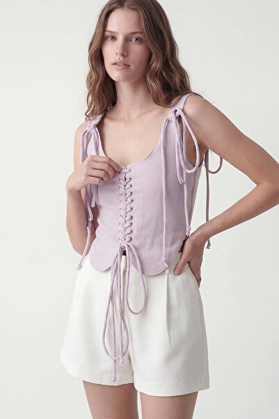Antioch Lilac Zippered Corset Style Top
