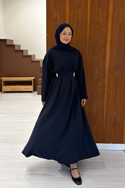 Faya Boutique Navy Blue Crepe Fabric Frise Dress