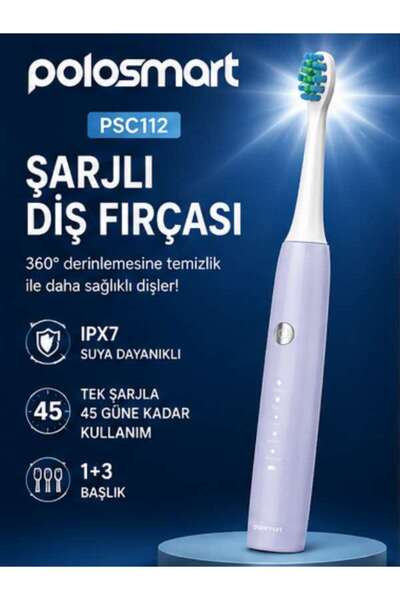 DUY Polosmart PSC112 Şarjlı Diş Fırçası 1+3 Başlıklı IPX7 Suya Dayanıklı 5 Mo...