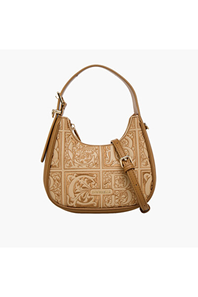 Chrisbella Embroidered Hobo Bag with Zip Closure