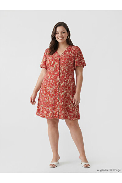 LC Waikiki V Neck Floral A Form Mini Dress