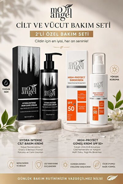 MOON ANGEL Kadın Krem Seti Yoğun Nemlendirici Krem + Yüksek Korumalı Güneş Kremi