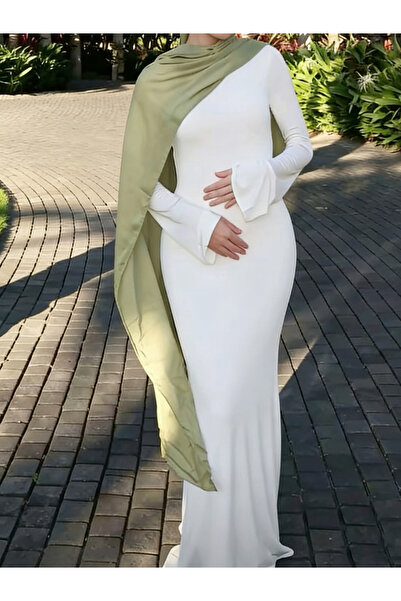 Take Two By Styli White Solid Long Sleeves Maxi Dress